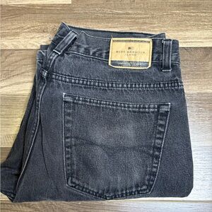 Blue Harbour Men's Black Denim Straight Leg Jeans Cotton 5-Pocket Button